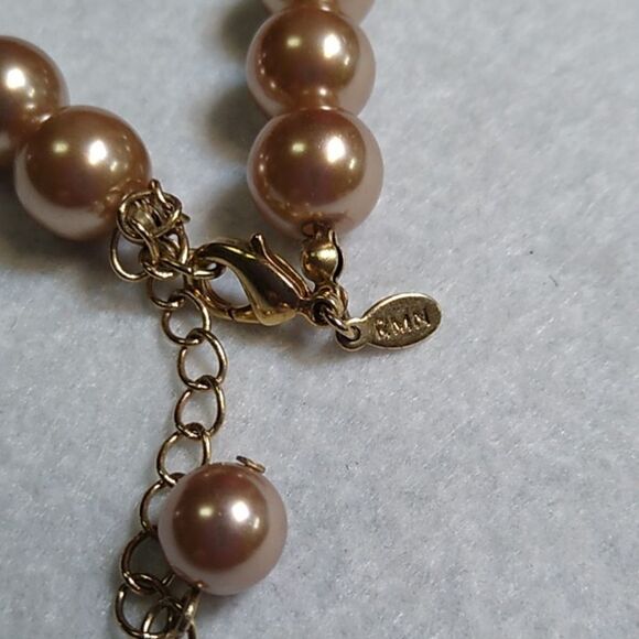 Vintage RMN Elegant Gold Pearl & Rhinestone Necklace Cottagecore Prom Wedding - Picture 7 of 7